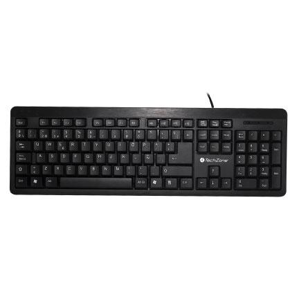 Teclado alámbrico Grimly TechZone - con conexión USB, 104 teclas tipo QWERTY, 1 año de garantía. Teclado alámbrico Grimly TechZone - con conexión USB, 104 teclas tipo QWERTY, 1 año de garantía.
